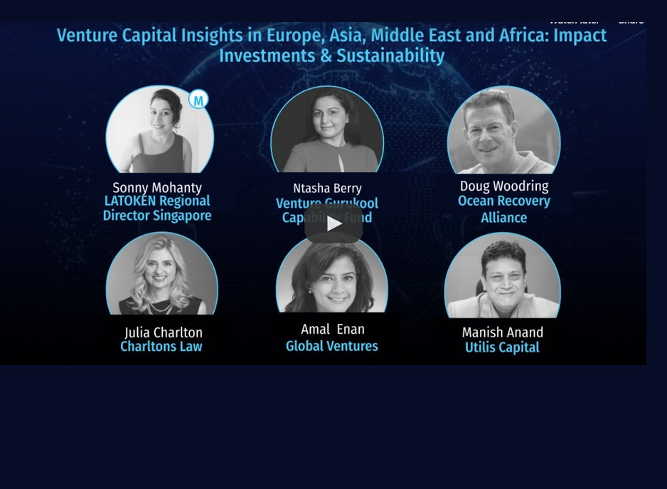 Julia Charlton panelist at Latoken VCTV on Venture Capital Insights in Europe, Asia, the Middle East and Africa: Impact Investments & Sustainability