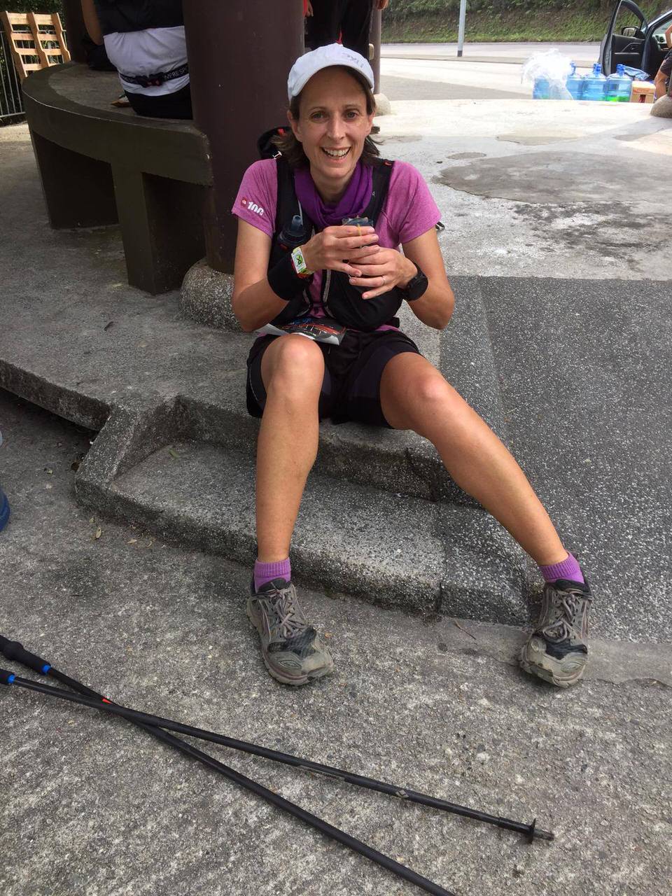 Claire Palmer of Charltons at the 70km checkpoint of the 89km, 5,070 metres elevation Dragons Ultra event 