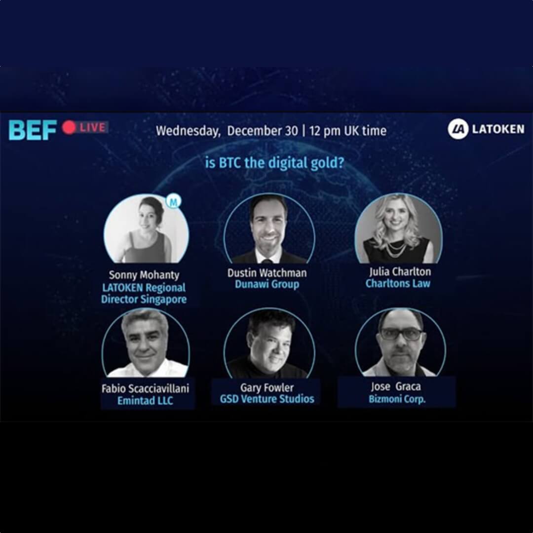 Julia Charlton is appearing on LATOKEN VCTV's online panel discussion "Is BTC the digital gold"
