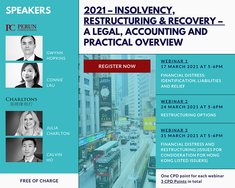 Webinar Series | 2021 - Insolvency, restructuring & recovery - A legal, accounting and practical overview
