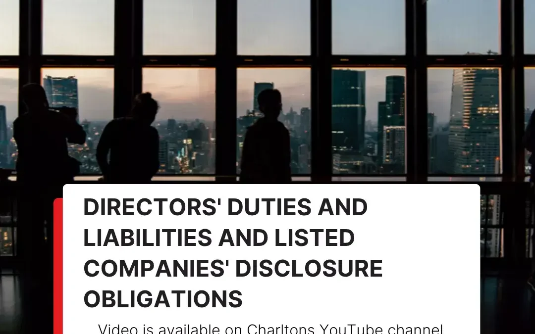 Recording of the webinar on Directors’ duties and liabilities and listed companies’ disclosure obligations